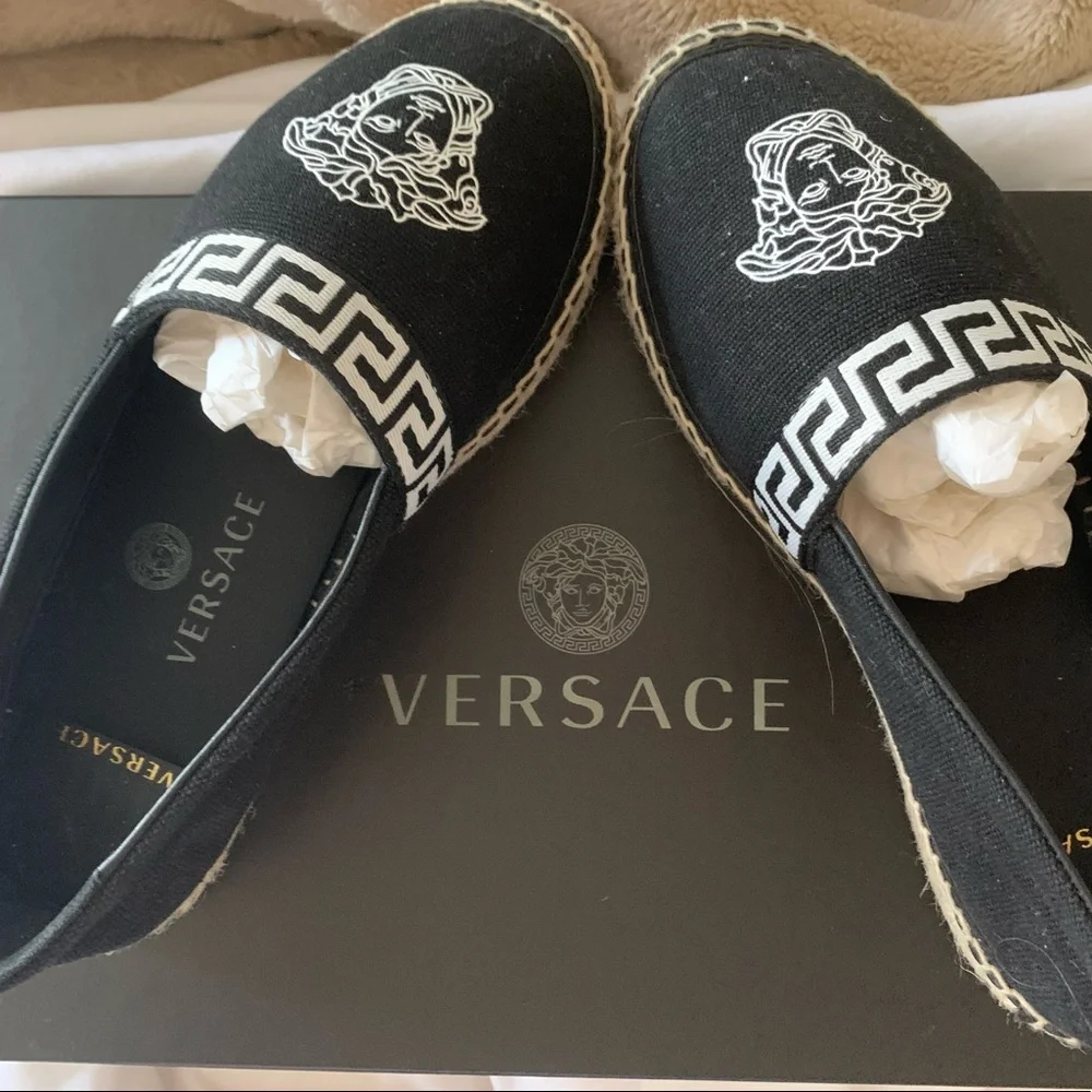 Women black and white Medusa Canvas Espadrille - Picture 1 of 6